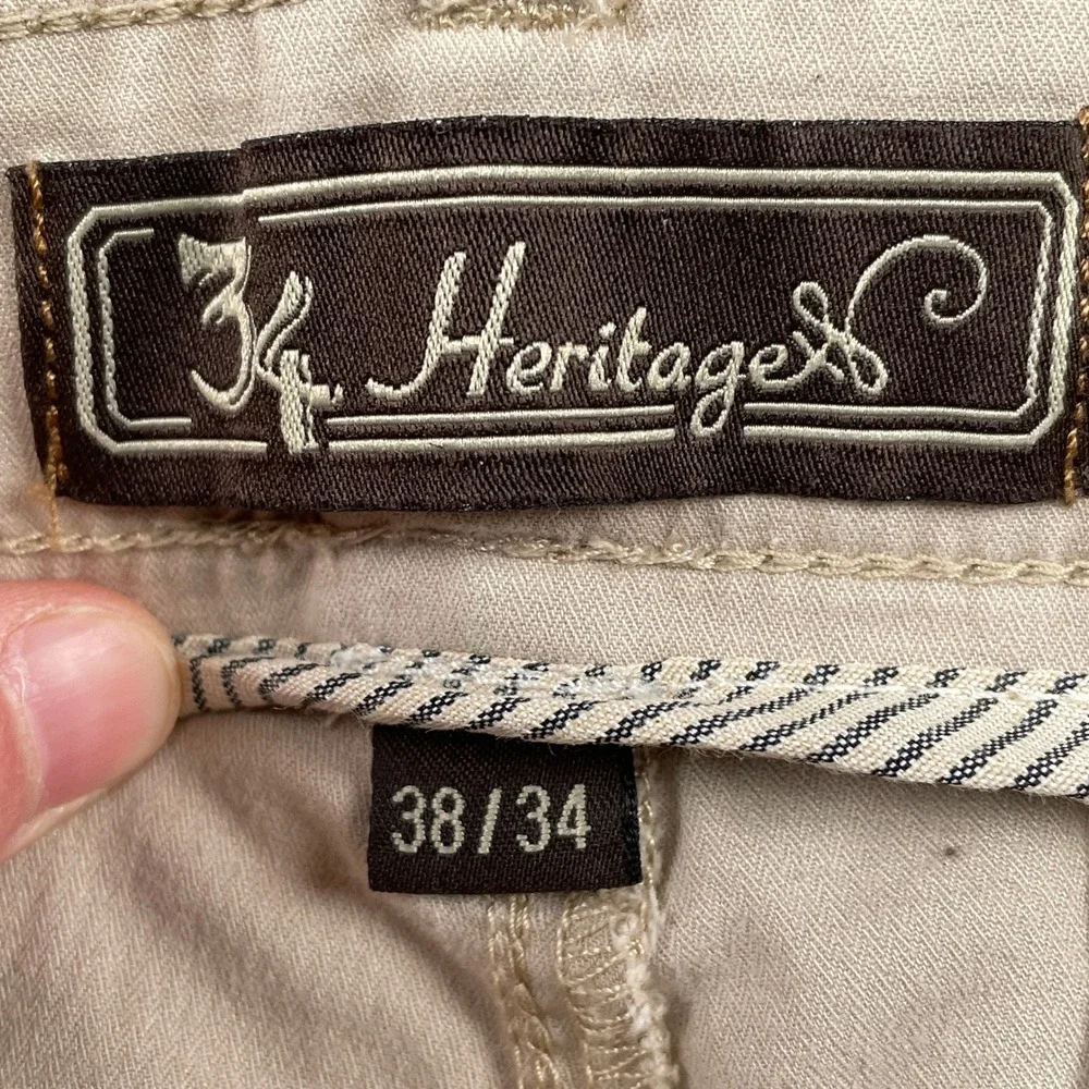 34 Heritage Chino Mens 38x34 Tan Hudson Mid-Rise Stretch Cotton Casual Pants - Picture 3 of 11